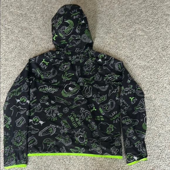 Under Armour Black and Green Raincoat with Integrated Hood - Picture 4 of 4